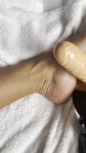 Foot Tease on My Strap on Cock