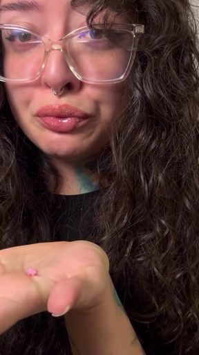 The Giantess Found a Man Curled up to Sneeze on Him