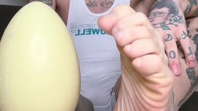 Mattew crush the easter egg with your feet