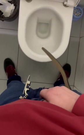 My Dick Cums in a Public Toilet Close up