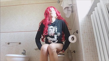 my stepsister is unaware, but I filmed her while she pees