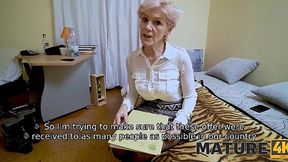 Bearded stud satisfies mature's pussy in stockings with his skills