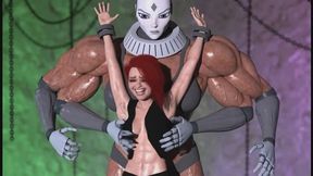 hairy armpit bitch is tickled in the armpits and body by a macho robot in bdsm bondage watch her sweat and struggle