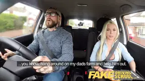 Hot Driving School Busty blonde is cum hungry on test