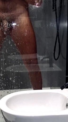 Stunning moment from &quot;AMATEUR HOT SHOWER   FOAMY BIG COCK - ALL NAKED IN SHOWER JERK OFF&quot;