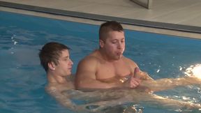 Gay dudes fuck by the swimming pool