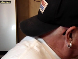 Sucking DILF throats cock in homemade closeup gloryhole