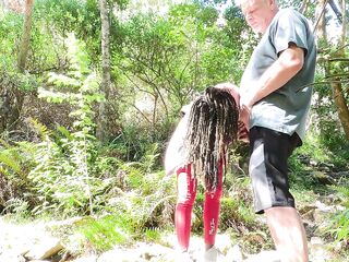 I lick all the cum of sugardaddies penis on a secret beach after our hike