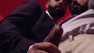 Bondage with two classy dudes ends with some nice hard anal