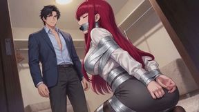 Tape Bondage Stories #4B: Crimson Hime Bound in Silver Tape (Animated)
