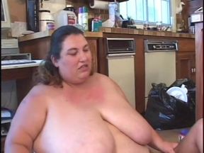 Horny fat lifeguard has hardcore fetish fuck in the kitchen
