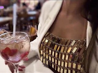 After the bar, the debauchery ran wild with the cuckold sucking and the floozy getting a load in her butt.