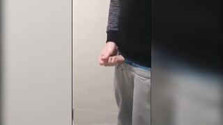 Kinky teen boy jerks off in school bathroom and cums in classroom