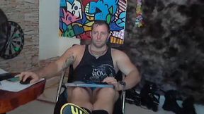 Hit Muscle Jock Siting and Chatting