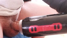 milking my dick with an automatic fleshlight