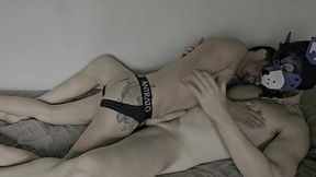 slim twink worships and blows buff boxer jock