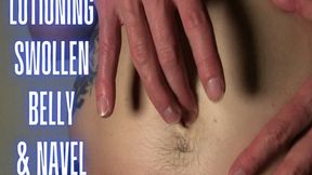 Lotioning my Swollen Stomach and Belly Button 480p