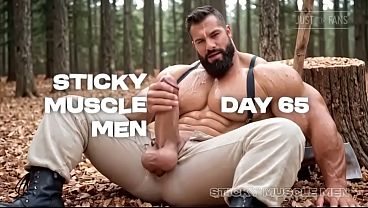 Sticky Muscle Men Day 65 Preview, AI-Generated Muscle Guys, Big Dicks, Big Cum Loads