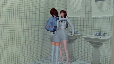 FUTANARI STUDENT HUMILIATES AND FUCKS HER FRIEND HARD IN THE TOILET OF THE SCHOOL (SIMS + ANIME HENTAI + SFM)
