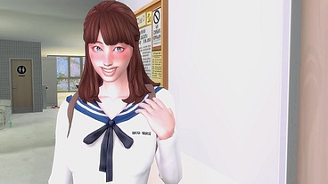 FUTANARI STUDENT HUMILIATES AND FUCKS HER FRIEND HARD IN THE TOILET OF THE SCHOOL (SIMS + ANIME HENTAI + SFM)