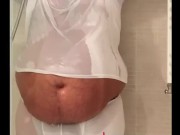Superchub taking a shower.
