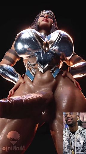 Transgender Wonder Woman Waves Her Tasty Moist Cock in Front of Your Face