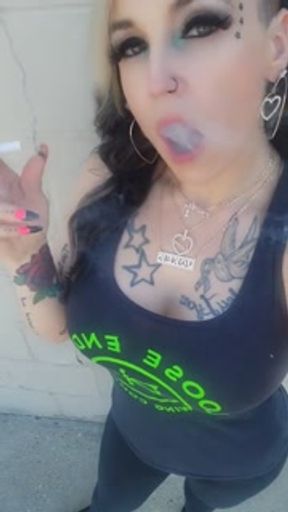 Sexy Smoker KandyxB takes break at work