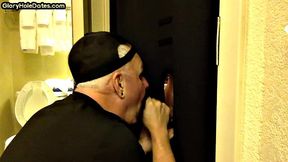 Greedy gloryhole DILF sucks cock in homemade video