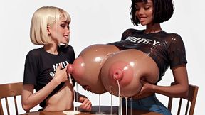 18+ lovely fresh ai girls getting their tits milked - they are clothed but you can see their plump soft tits through their shirts and they just milk their breasts right through their clothes...