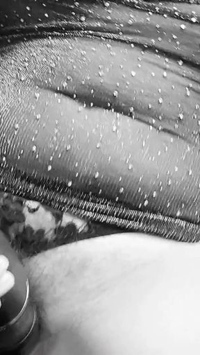 jerk off with me baby munichgold big tits and long labia lips hairy pussy and big clit in a pearl string   Clip 2