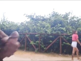 Risky masturbation in public in the park with a hard-on for a stranger!