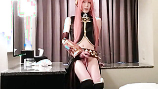 Asian Crossdresser Cums Cosplaying 2