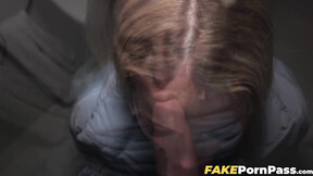 ”Yellow haired Maya Rose gobbles my prick then endures my deep pounding”