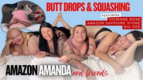 4 Amazons, BBW & SSBBW Take Turns Jumping on Bench