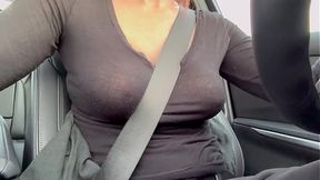 Hot Italian MILF Artemisia Reveals Plump Nipples in Car Ride