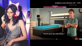 (Part 87) She reads the dialogues of the game topless