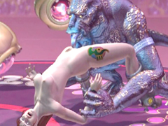 Caught 3d anime gets licked her pussy by monster