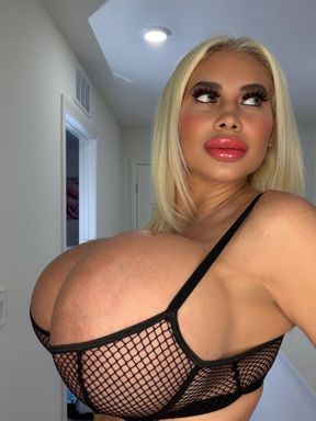Stripping out of my black fishnet bikini