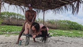 Riding Two Tight Little Asses on the Beach in Salvador