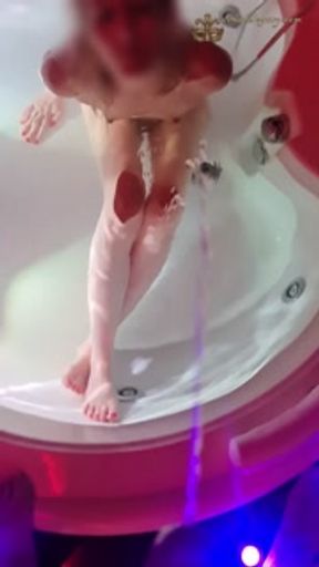 My wife likes to drink in the jacuzzi