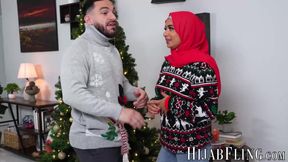 There is nothing like Christmas spirit to spice things up as Arab babe rides a fat cock