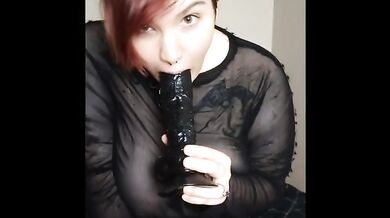 Redhead BBW masturbates with BBC vibes then gets choked out by massive toys