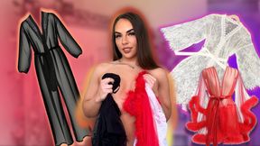 Mirror view of my bare flesh, exposed while I try on robe, in 4k transparency, raw, and real