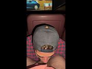 Deepthroating my cock in the middle of the movie theater