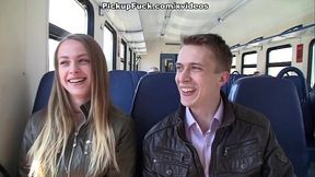 Two cocks make a sexy girl moan in public