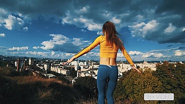 Public blowjob and cumshot on mouth with petite Mia Bandini
