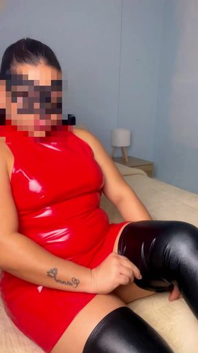 Look at how my shiny latex suit brings you to your knees, loser