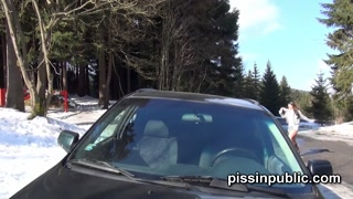 Reckless girls managed to find a sweet spot to piss between parked cars