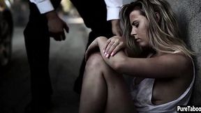Hairy little slut gets fucked by rich man