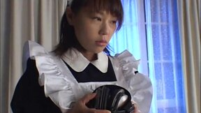 BDSM asian bows to master as she sucks cock